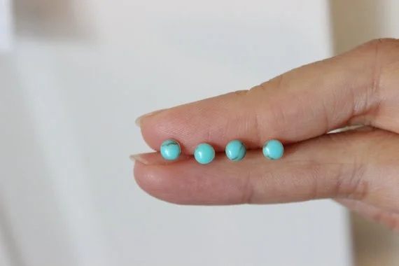 Sterling Silver Turquoise Stud Earrings, Lapis lazuli earrings, Moonstone studs earrings,White pearl earrings