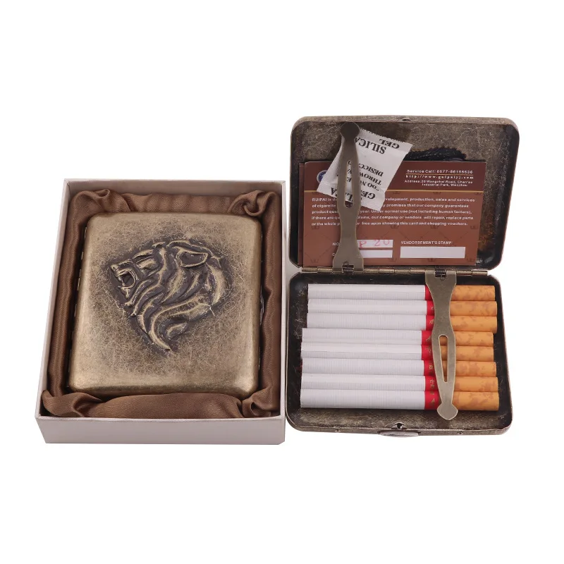 retro metal cigarette case High Quality Men's Cigarette Case with Gift Box for 20pcs Vintage Metal  Cigarette Box Cigarette Case Cigarette Box 1pc