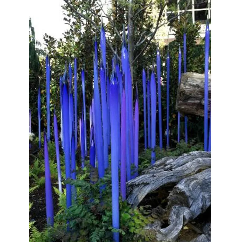 10pcs Home Decoration Murano Glass Spears for Hotel Art Glass Outdoor Floor Lamp Hand Blown Blue Glass Standing Sculpture