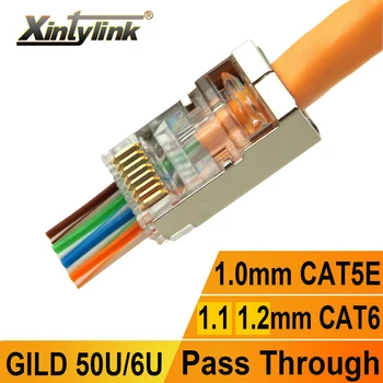 Xintylink rj45 cat6 stecker cat5e cat5 SFTP FTP STP ethernet-kabel stecker enden rg45 netzwerk rj katze 6 metall geschirmt 20/50/100 stücke netzwerkstecker