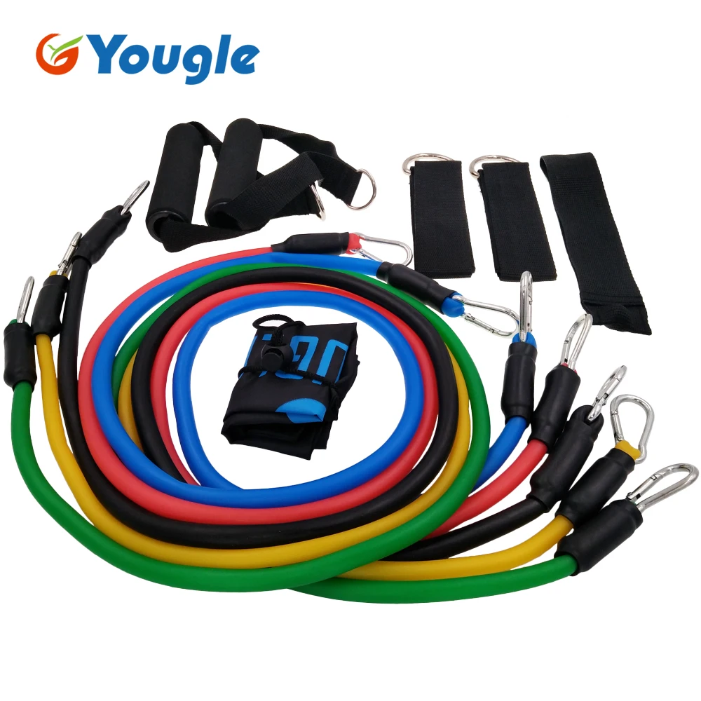 YOUGLE 11pcs/set Pull Rope Fitness Exercises Resistance Bands Latex Tubes Pedal Excerciser Body Training Workout Yoga