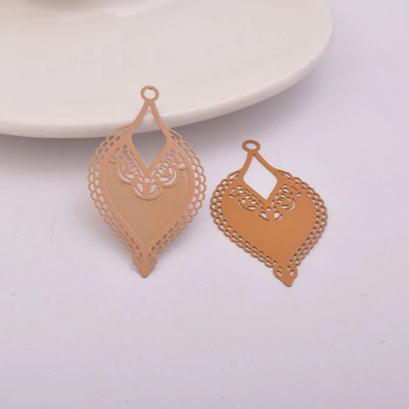 50 Stück AB4279 25*46mm Halsketten-Anhänger in Mattsilberfarbe und Roségold, Ohrring-Anhänger-Zubehör für Damen, geometrische Schmuckstücke – Detail 4