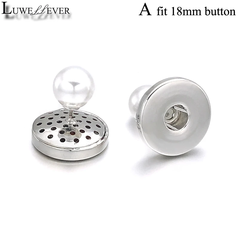 Luwellever 027 Interchangeable Stud Earring Fit 12mm 18mm Snap Button Pearl Earring Charm Jewelry For Women Girl Gift