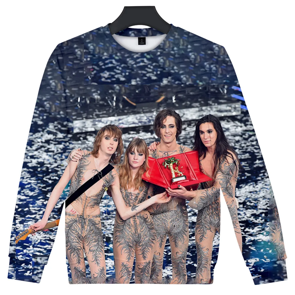 

Maneskin 3D Print Oversized Hoodie Women Men Crewneck Sweatshirt Vintage Punk HIP HOP Style Streetwear Harajuku Pullover Tops