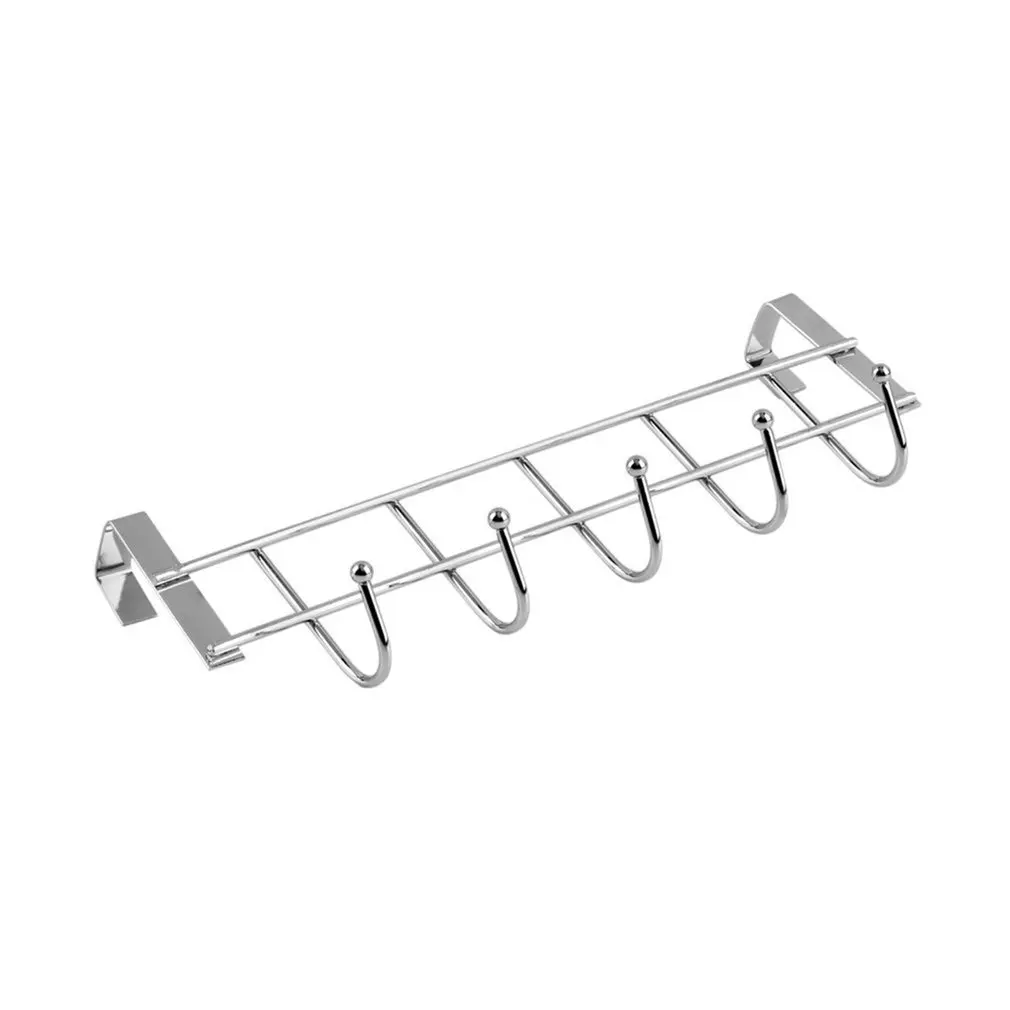 Home Bathroom Kitchen Coat Towel Hanger Rack Holder 252x92mm Shelf 5 Hooks Hooks & Rails