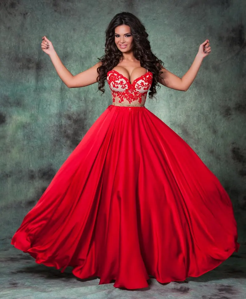 Robe de soirée en dentelle rouge 15 anos, transparente, longue, longueur au sol, style arabe, Dubia, Kaftan marocain, robes de Quinceanera, 2021