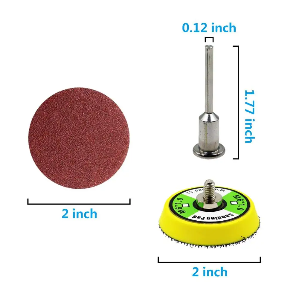 101 Buah Set 2 Inci Kit Alas Cakram Ampelas untuk Alat Putar Penggiling Bor dengan Pelat Pendukung Termasuk 60-2000 Ampelas Pasir