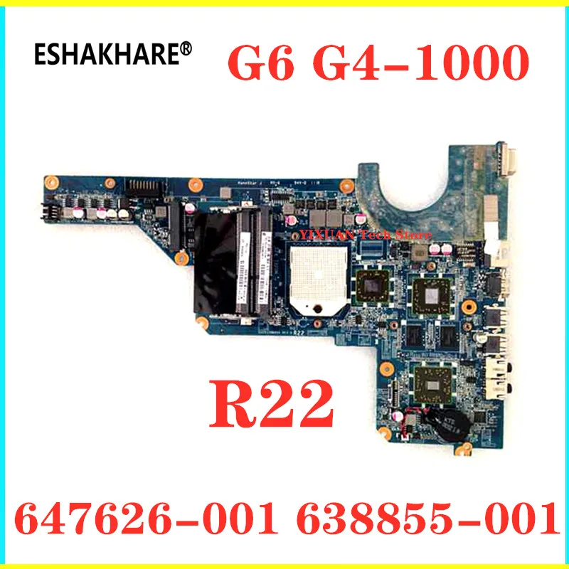 647627-001 motherboard 638856-001 DA0R22MB6D1 / D0 suitable for hp Pavilion G4 G6-1000 R22 laptop motherboard tested working