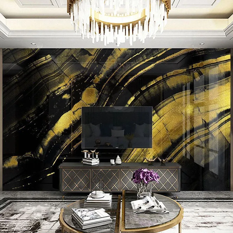 Custom Photo Wallpaper Home Decor 3D Black Gold Imitation Marble Waterproof Modern Living Room Bedroom TV Background Wall Mural