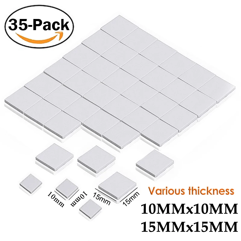 35 Pcs 15x15MM 10x10MM 1mm 2mm For Xbox PS PC VGA GPU SMD DIP IC Chip Heatsink Silicone Conduction Thermal Paste Compounds Pad