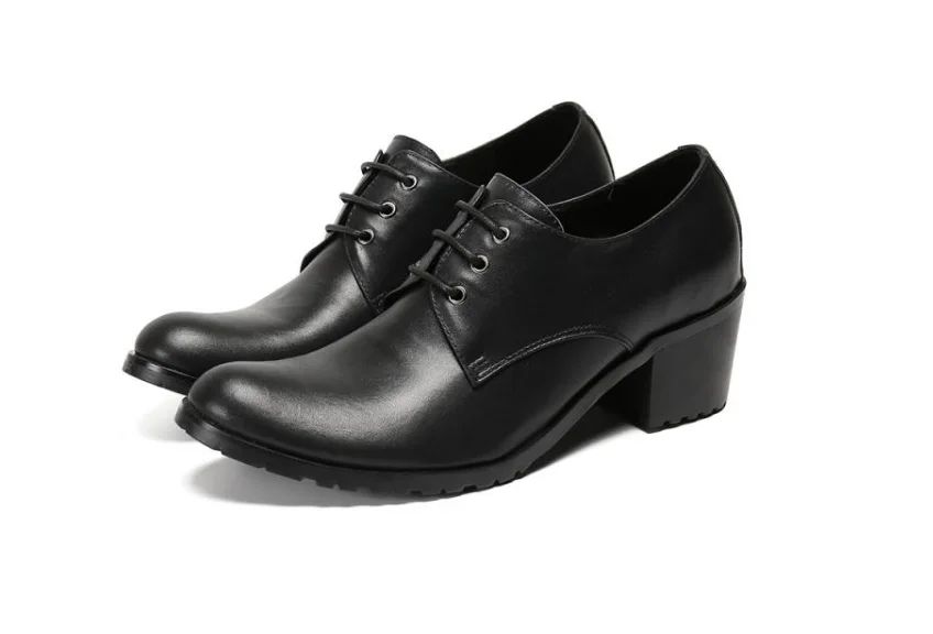 

Men Shoes Boots Formal Dress Male Oxfords Office Men's Genuine Leather Wedding Party Real Leather Mid High Heels Fashion British