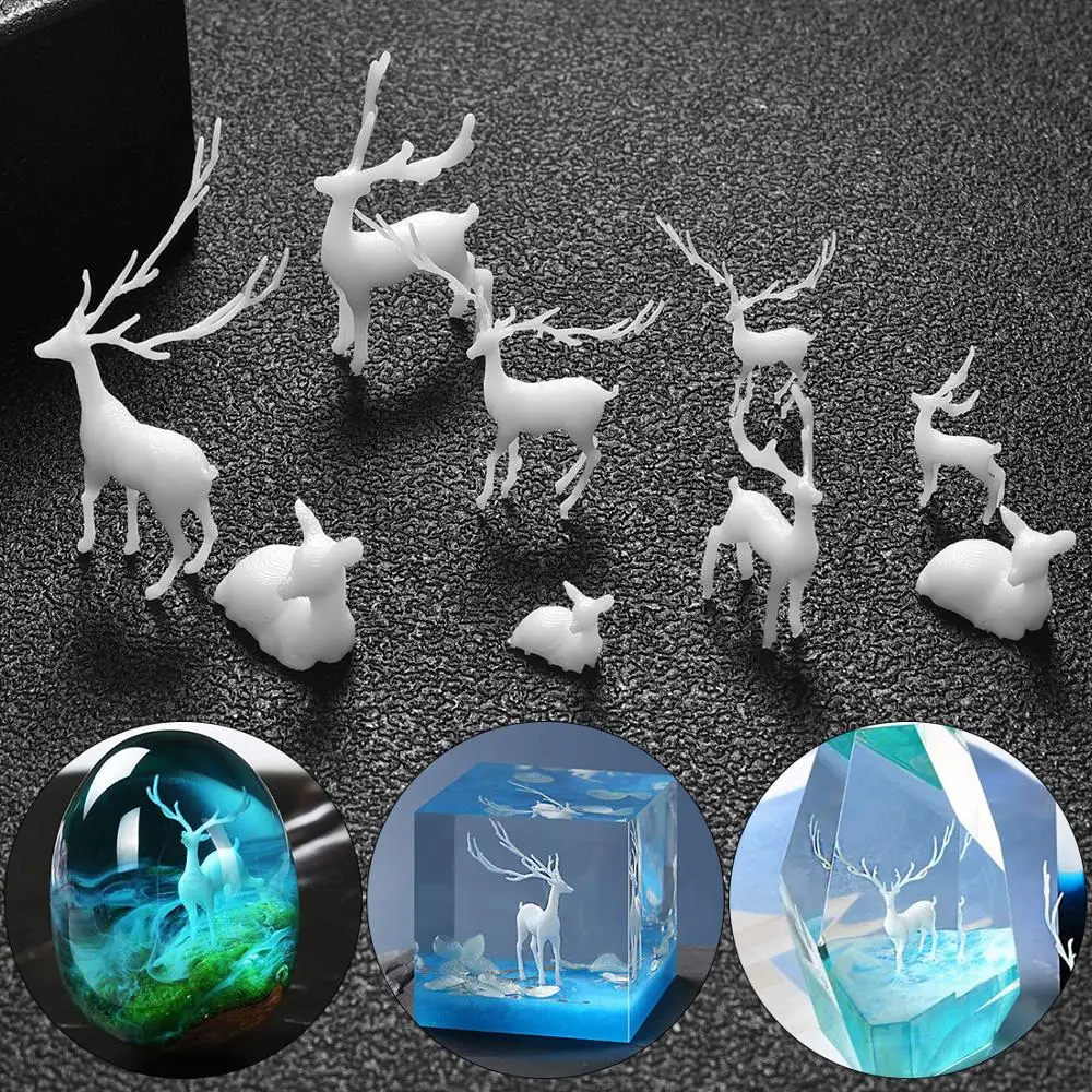 1 Pack 3D Mini Deer Jellyfish Epoxy Resin Filling Material Crystal Ocean Resin Crafts Making Handmade Decoration Accessories