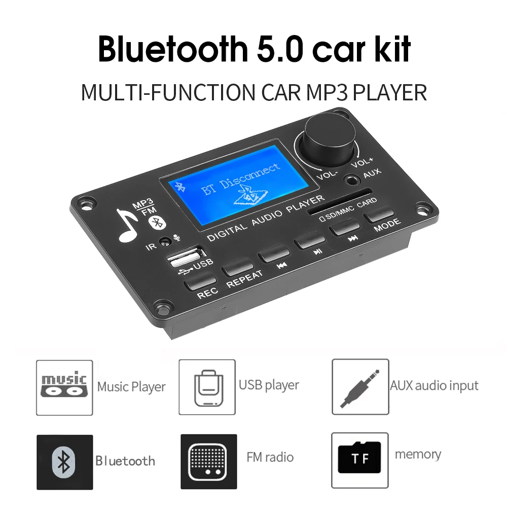 Scheda di decodifica lettore MP3 DC 12V Bluetooth 5.0 USB TF BT FM Line In Music modulo lettore MP3 con schermo LCD lettore Audio digitale