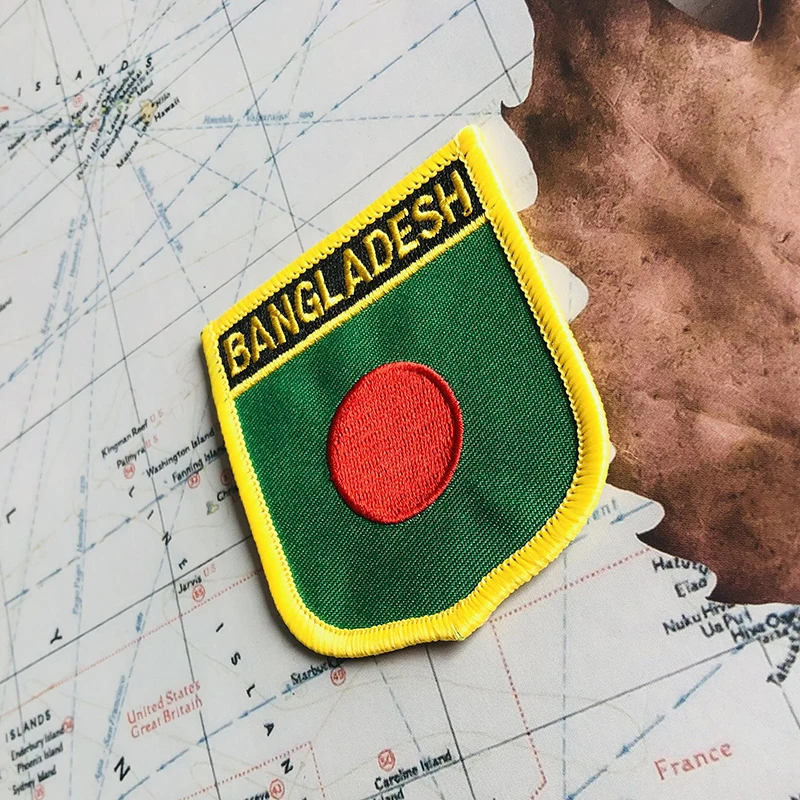 Bangladesz flaga narodowa łaty do haftu odznaka tarcza kwadratowe Pin jeden zestaw na tkaninie opaska dekoracja plecaka