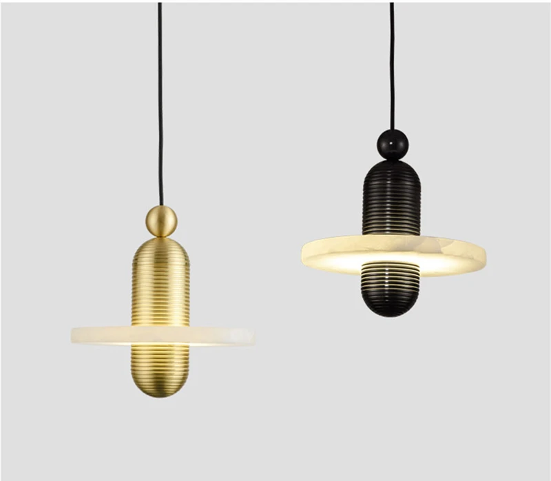 Luxury Marble  LED Pendant Lamp  Gold LED Hanging Lights for living Room Bedroom Black Or Brass  Popular  Lamp