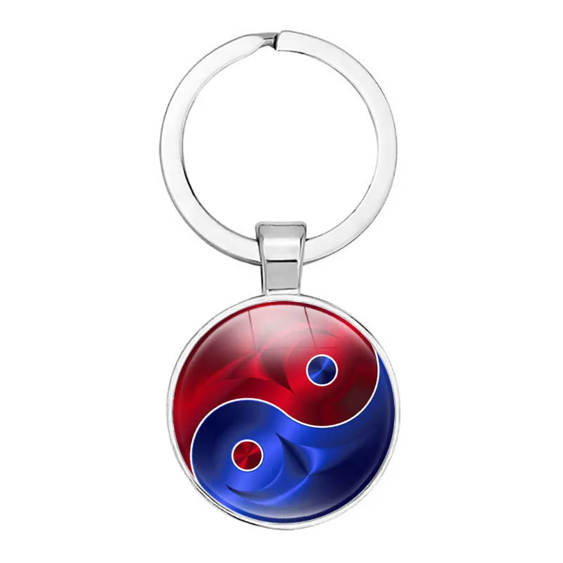 Chinese Element Yangyang Taiji Keychain Glass Time Key Jewelry Photo Printing Personality Gift Keychain