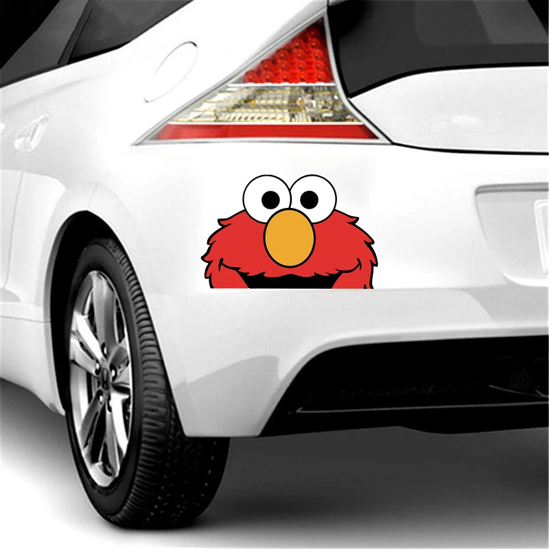 Elmo dos desenhos animados espreitando adesivo de carro pára-brisa pára-choques capacete da motocicleta decalque alta qualidade kk vinil capa arranhões decoração automática