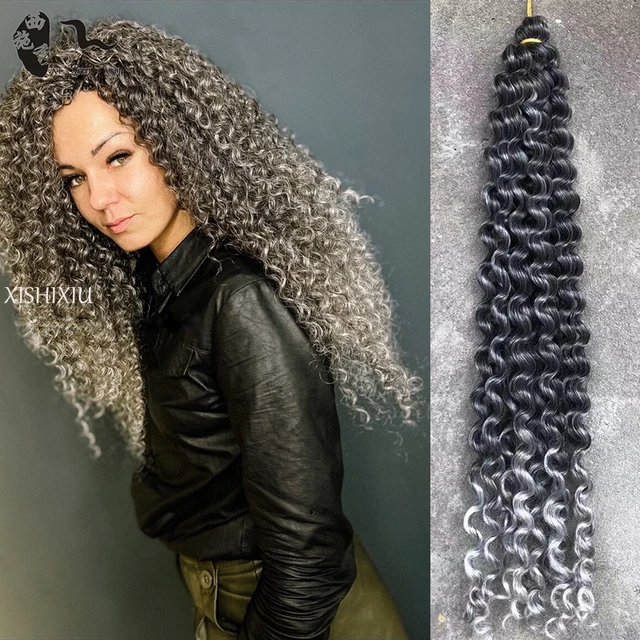 Synthetic ombre Afro freetress water wave crochet braiding hair extensions 20 inch long 80g per piece pre loop hair bundles AliExpress