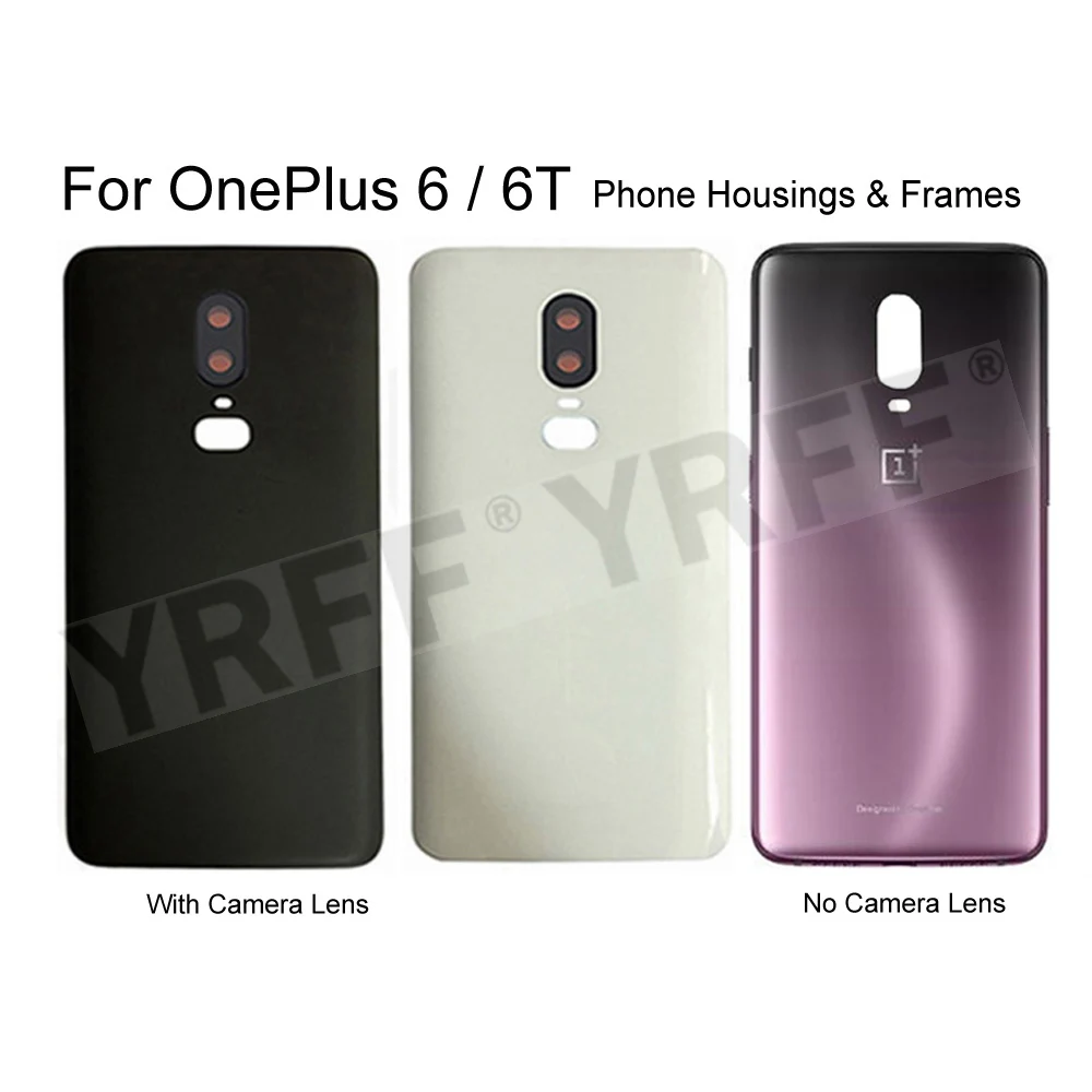 

Задняя крышка батарейного отсека для OnePlus 6T 6, рамки для телефона, с объективом камеры