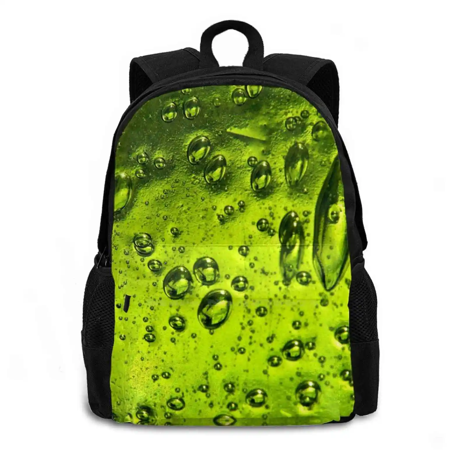 Bubbles In Glass Pattern Design Bagpack School Bags Air Bubbles Glass Green Macro Liquid Abstract Contemporary Fluid Flow