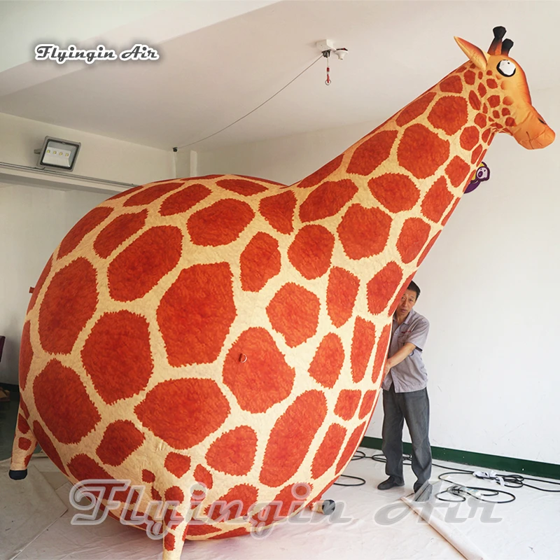 Cute Giant Inflatable Fat Giraffe Balloon 3m Air Blow Up Cartoon Animal Model For Theme Park And Zoo Decoration