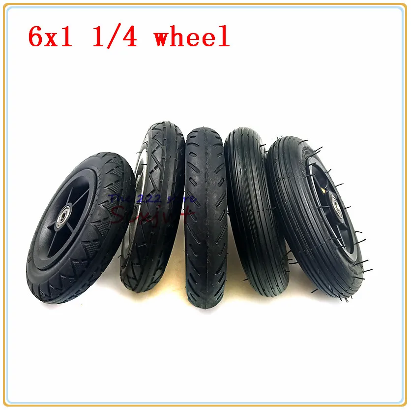 6X1 1/4 Wheels 150mm 6 inch solid / Pneumatic Tire Inner Tube with 4 rims for gas electric scooters e-Bike A-Folding Bike