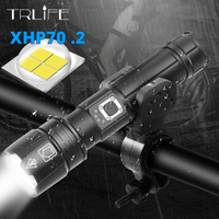 Brightest XHP70.2 LED Bicycle Flashlight USB Rechargeable Zoomable Bicycle Light Torch use 18650 26650 for outdoor Bike Light