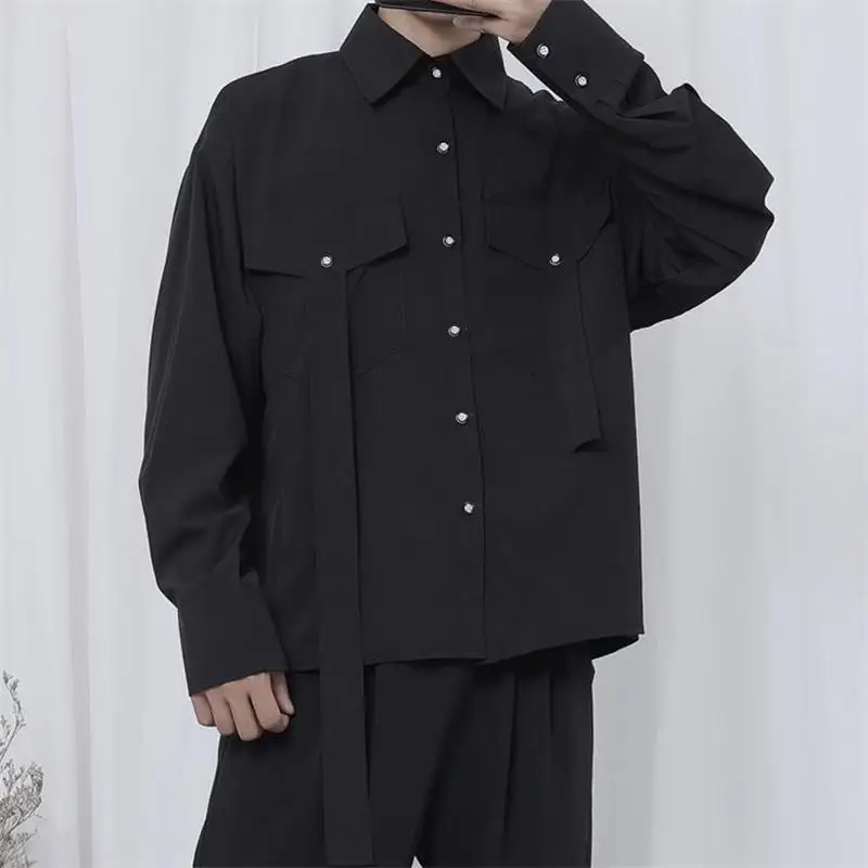 

Men's Long Sleeve Shirt Spring And Autumn New Korean Edition Urban Youth Sunshine Dark Fashion Leisure Loose Large Shirt