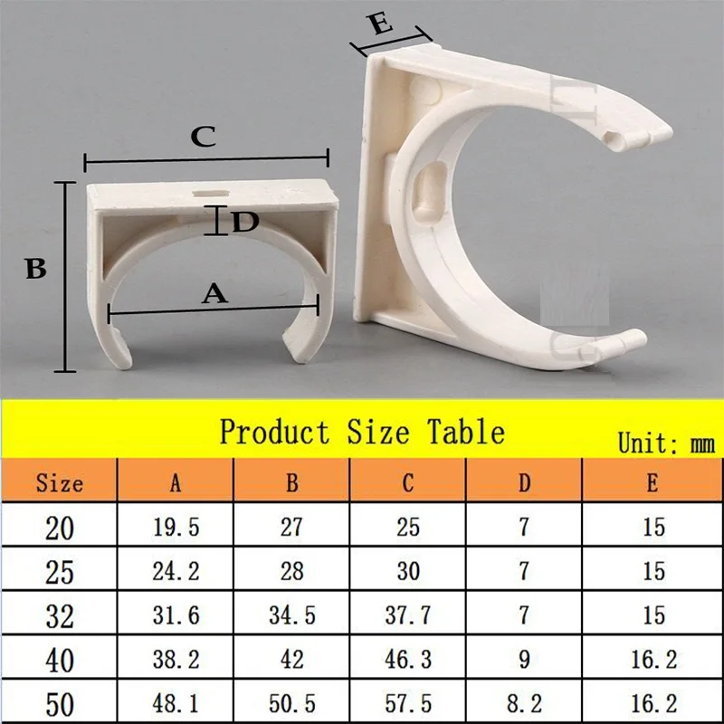 5pcs PVC Pipe Clamp O.D 20 25 32mm Aquarium Fish Tank Water Supply Tube U-Type Card Brace Retainer Irrigation Pipe Fasten Tools