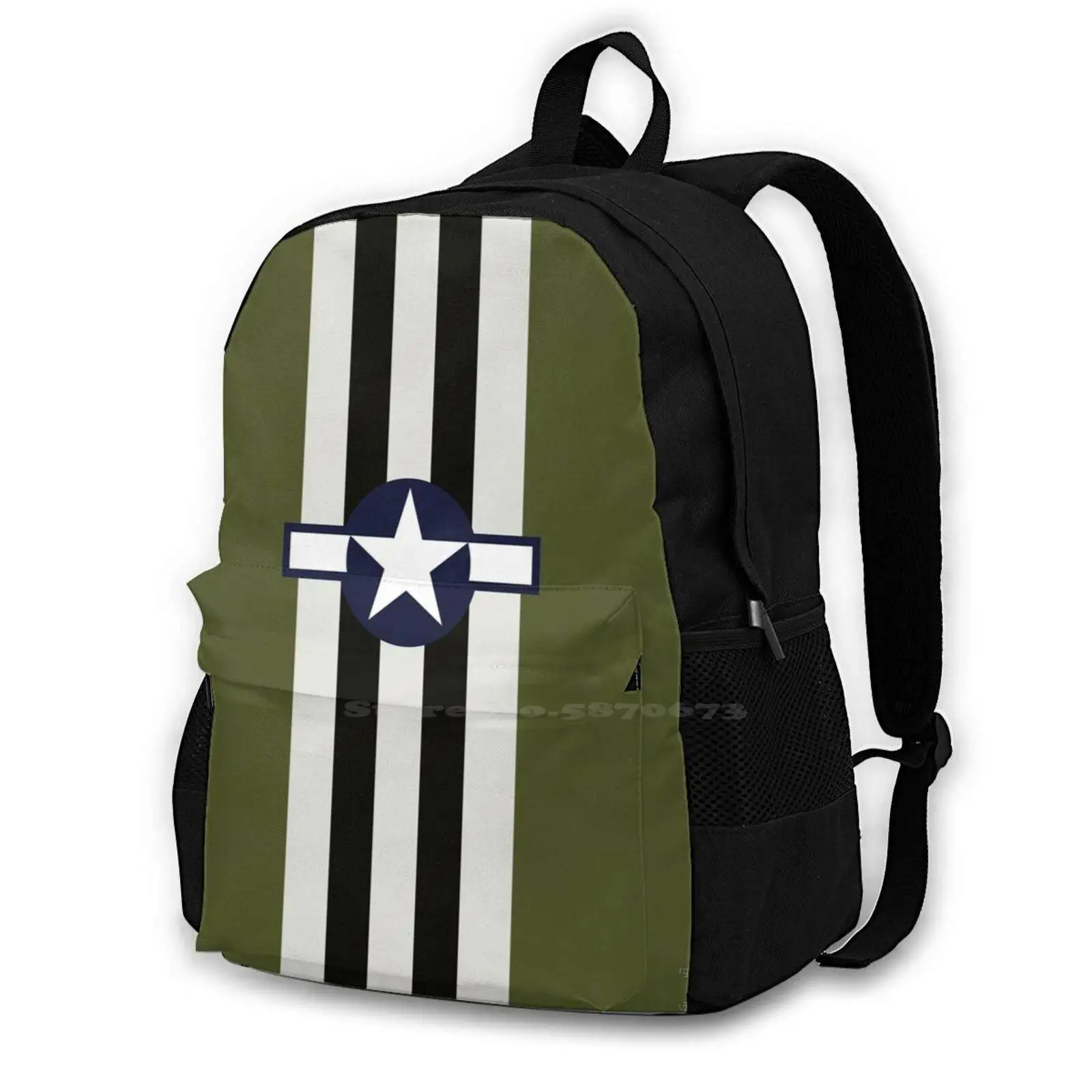 

Usaaf With D-Day Stripes School Bags For Teenage Girls Laptop Travel Bags D Day Dday Usaaf Normandy Overlord Air Force