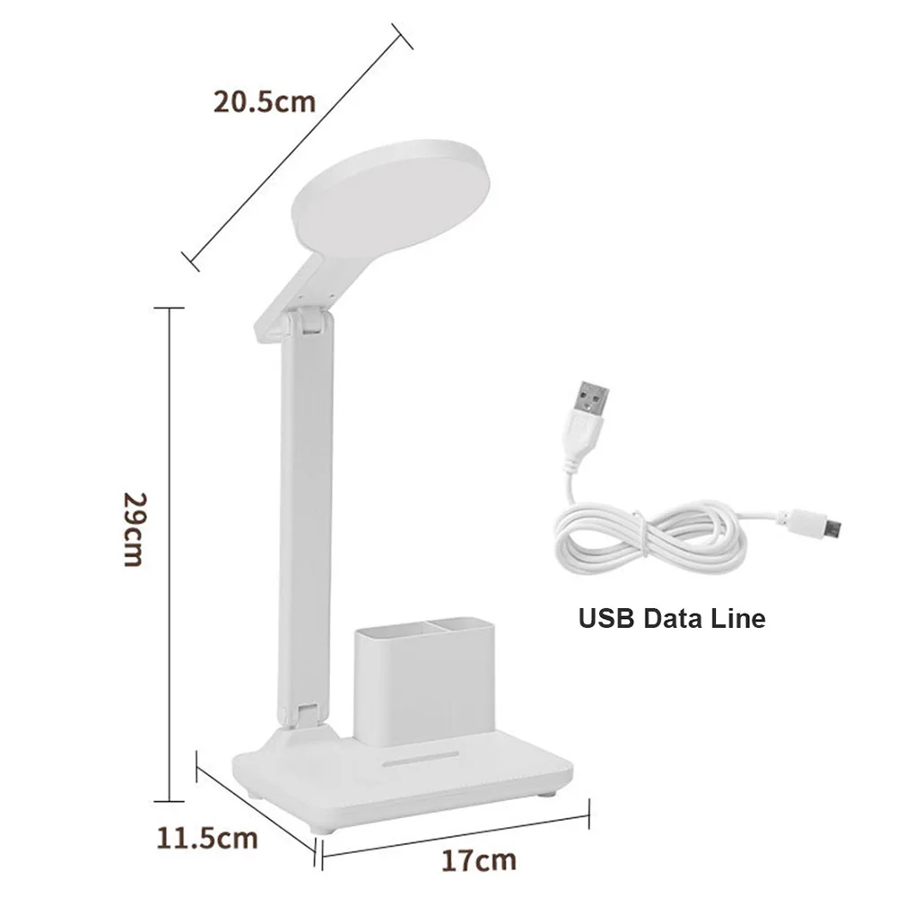 Imagem -06 - Lâmpada de Mesa Dobrável Led Pluggable com Suporte de Caneta Lâmpada de Cabeceira para Crianças Lâmpadas Escrita Escritório Brilhante Lâmpada Estudo Leitura