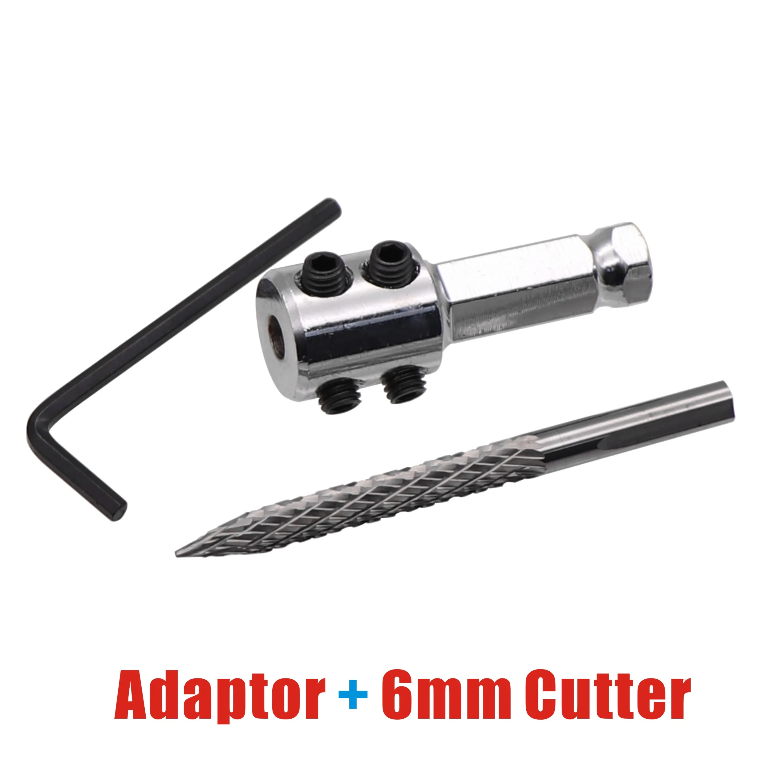 1pc Solid Carbide Cutter Rotary Burrs 6mm Shank with Adaptor Carbon Steel Drill Bit Pneumatic Drill BitTire Repair Patch Tool