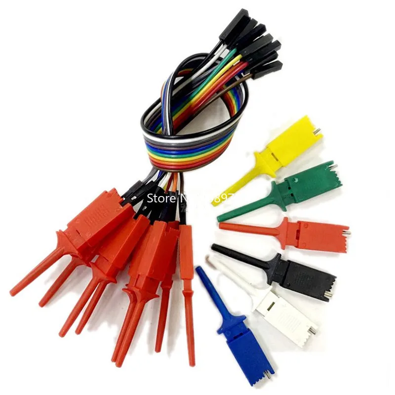 1set 20cm 10PIN Hook Clip Line Kit,High Efficiency, Logic Analyzer Cable Gripper Probe Test