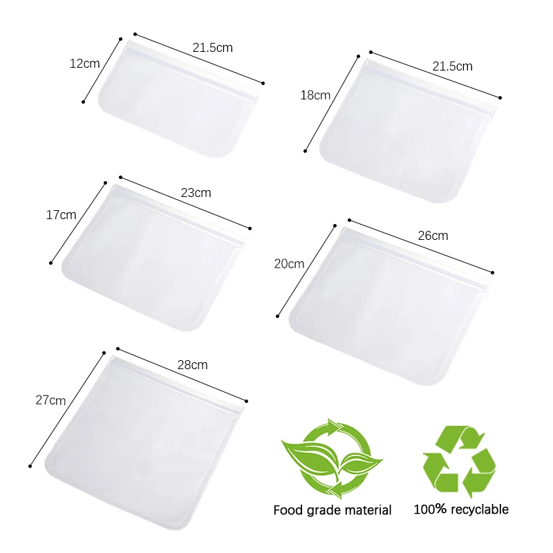 Silicone Food Storage Bag Reusable Stand Up Zip Shut Bag Sealed Leakproof Containers Fresh Bag Food Storage Bag Fresh Wrap