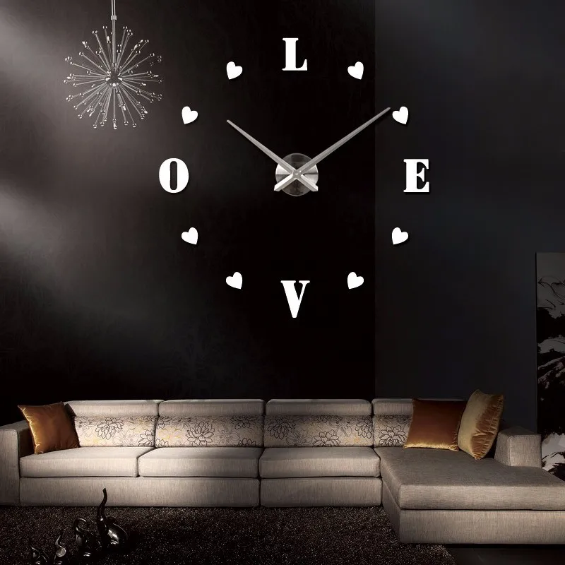 

Large Wall Clock Watch 3D Wall Clocks De Pared Home Decoration Love Wall Stickers Pecial Living Room Home Decoration Accessories