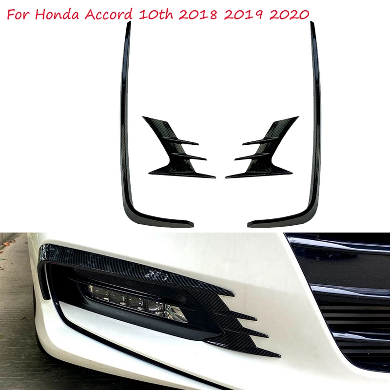 

Car Front Bumper Spoiler Spoilers Fog Lights Decorative Cover For Honda Accord 10th 2018 2019 2020 Carbon Fiber Accessories