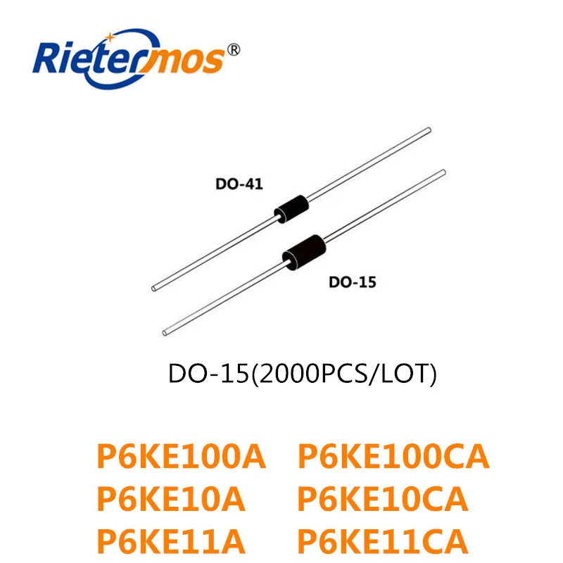 2000PCS DO-15 P6KE100A P6KE100CA P6KE10A P6KE10CA P6KE11A P6KE11CA DO-204AC 고품질