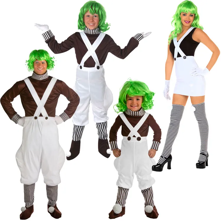 Charlie and chocolate factory workers cosplay costume halloween party Adult Children top quality costumes