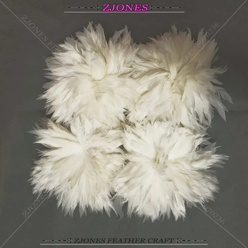 White Coque Feather Rooster Feather Saddle Hackle Feather Strung 6-8\