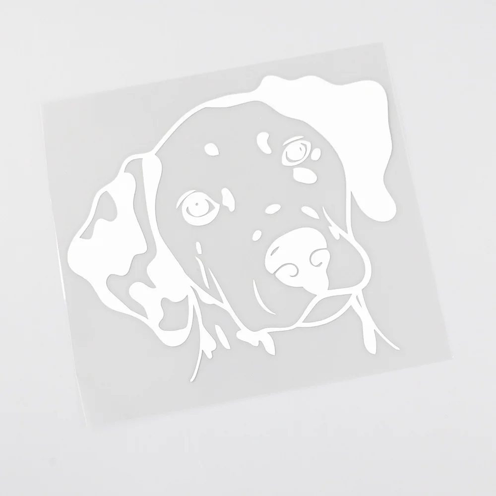 YJZT 12.4CMX10.9CM Cartoon Pet Dog Head Dalmatian Vinyl Car Sticker Black/Silver 8A-0566