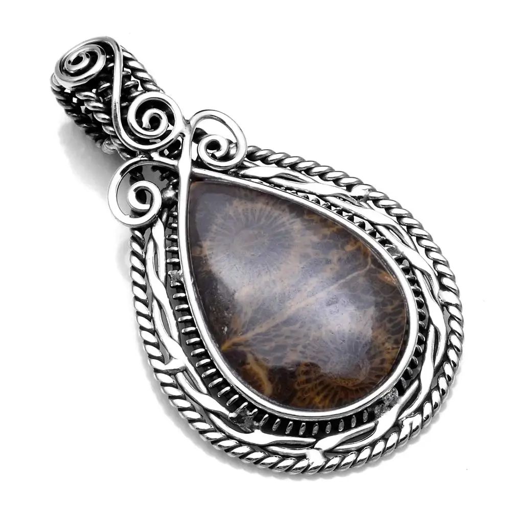 

Подлинная подвеска из коралла Fossil, серебро 925 пробы, 52,3 мм, 2SP0380