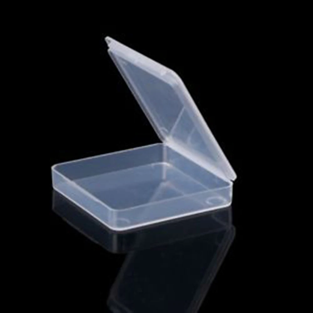 1PCS Plastic Transparent Storage Box Square Collection Container Case with Lid For Stationery Clips Washi Tape Jewelry