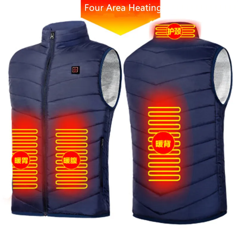 New 9 Places Heated Vest Men Women Usb Heated Jacket Heating Vest Thermal Clothing Hunting Vest Winter Heating Jacket BlackS-6XL