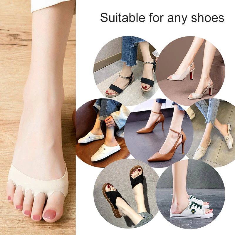 2pcs Five Toes Forefoot Pads for Women High Heels Half Insoles Calluses Corns Foot Pain Care Absorbs Shock Socks Toe Pad Inserts