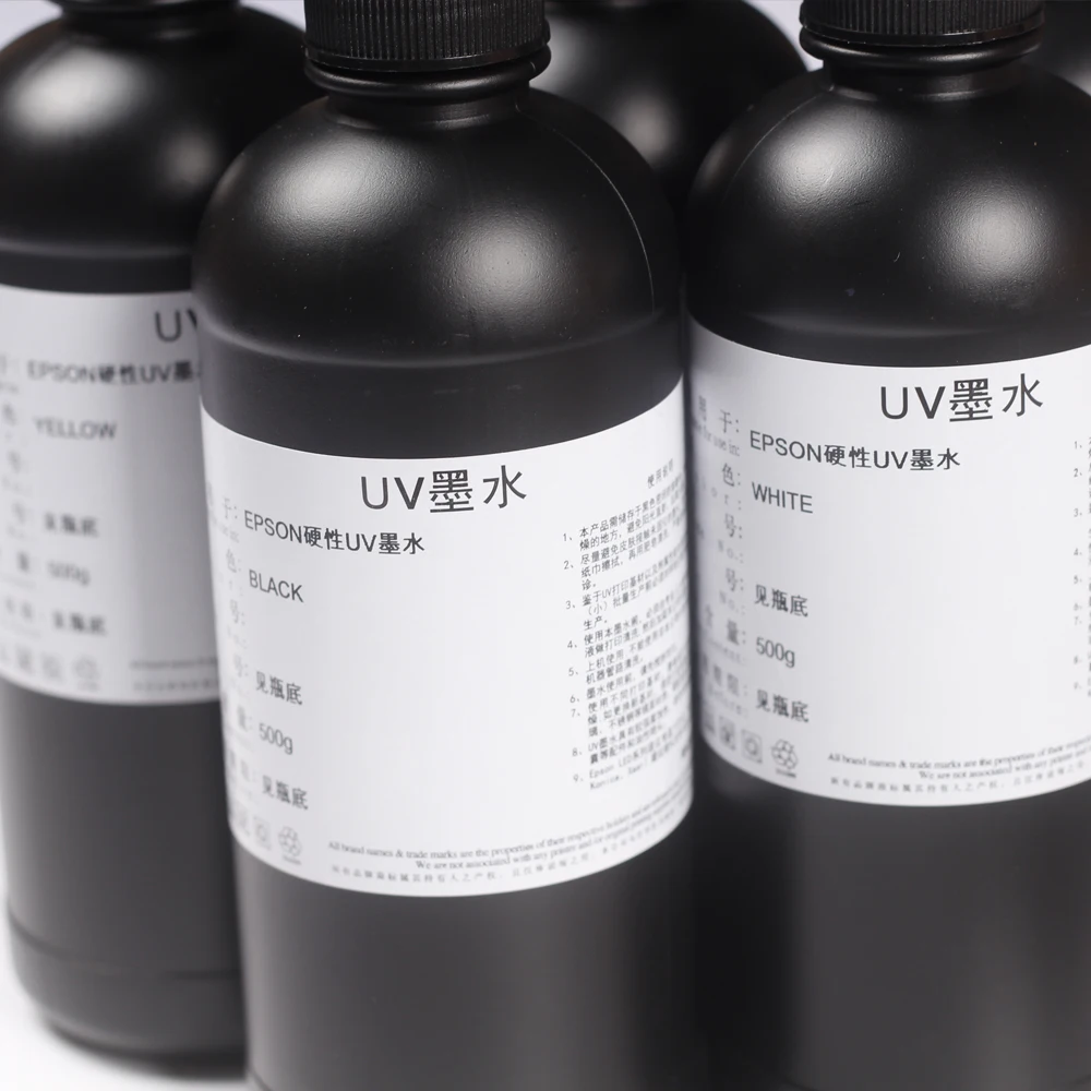 250ML 500ML LED UV Ink for DX4 DX5 DX6 DX7 TX800 XP600 Printhead for Eps A2 A3 A4 & Large Flatbed Inkjet Printer hard uv ink