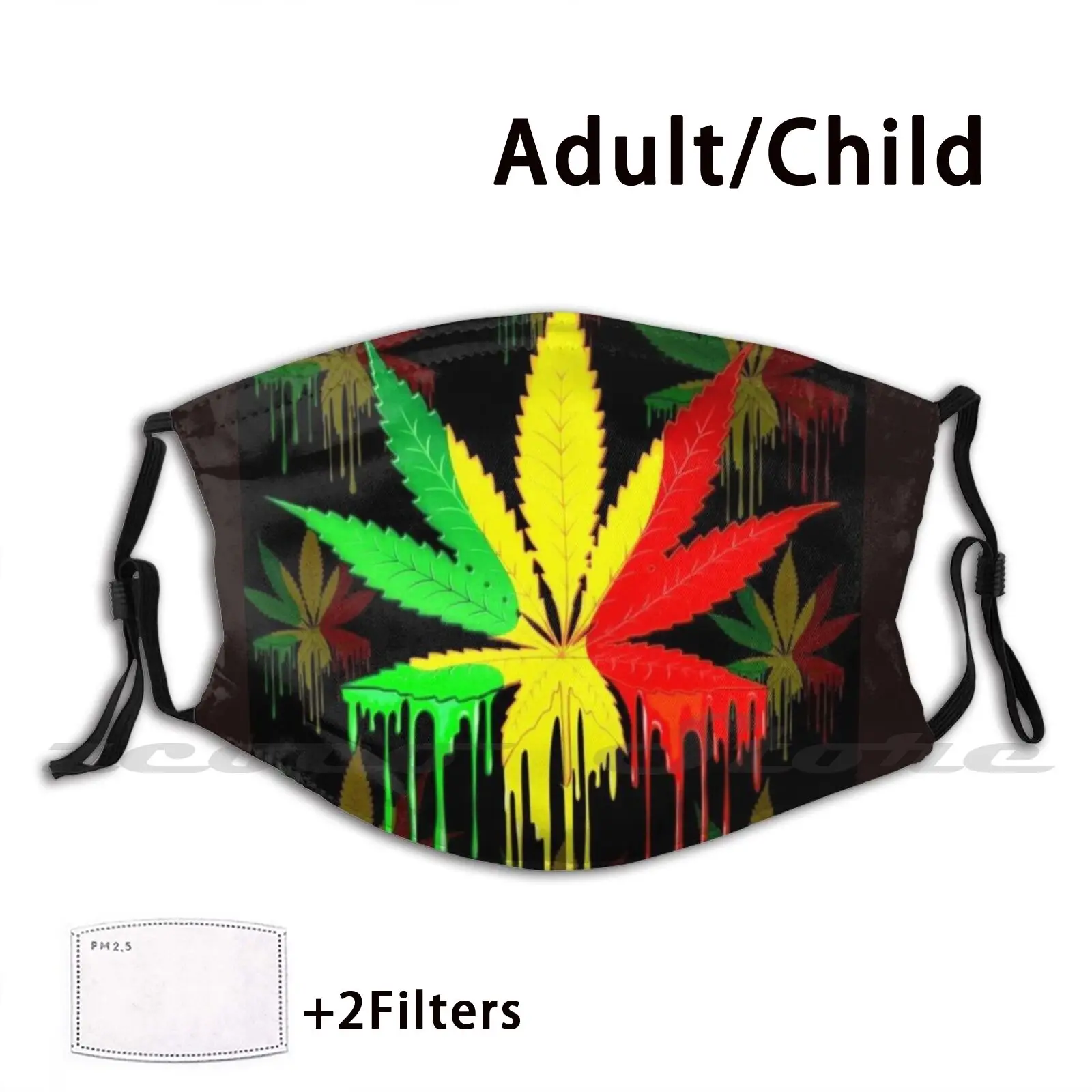 

Rasta Colored Pot Leaf Custom Pattern Washable Filter Pm2.5 Adult Kids Mask 420 Weed Stoner Weedlife Handmade Thc Stoned Smoke