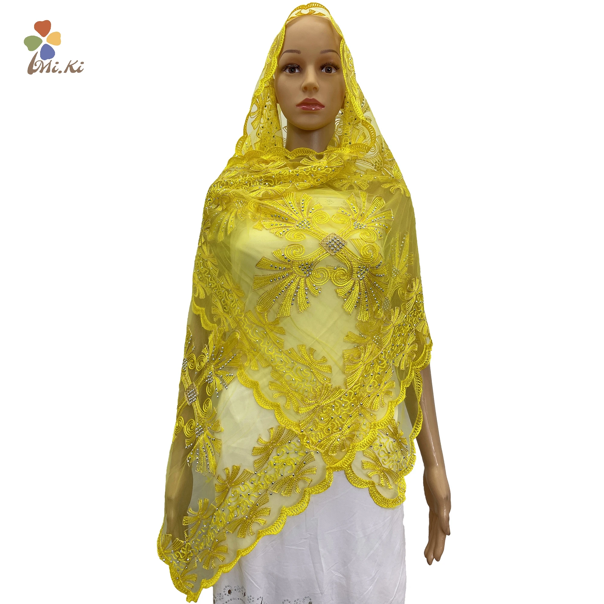 2021 New High Quality Small Size Scarf 200*50cm for African Women Headtie Scarf mesh material for shawls BK110