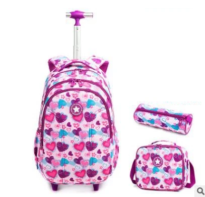 Mochila de rodinhas para crianças, mochila escolar com rodinhas para meninos mochila escolar de viagem para meninas mochila carrinho de bagagem