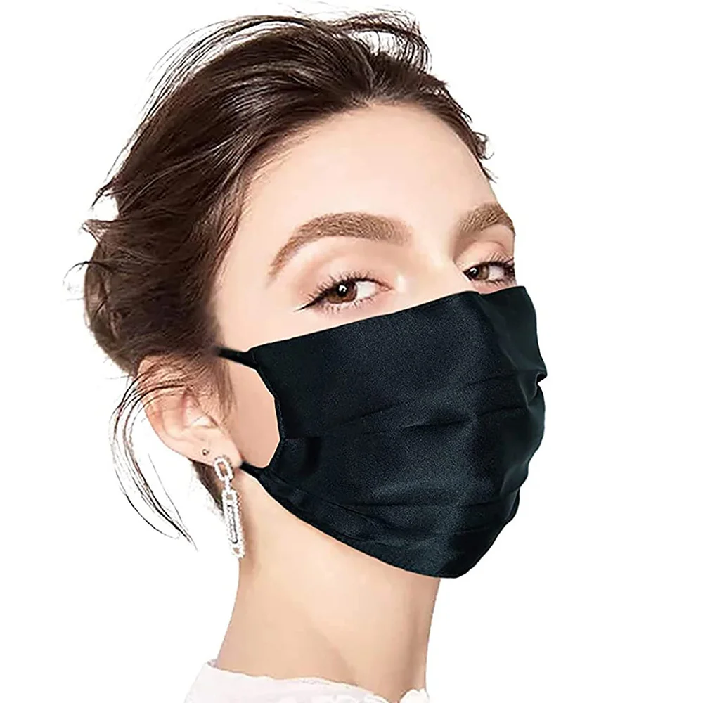 100% Pure Mulberry Silk Face Mask Covering For Women Men Washable Reusable with Adjustable Ear Loops 16 Momme