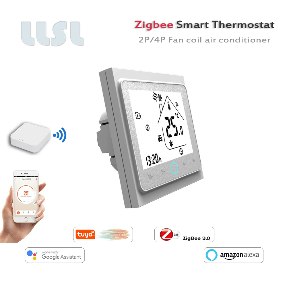 Zigbee thermostat Tuya wifi thermostat 2P/4P Fan coil regulator，95-240VAC Central air conditioning thermostat